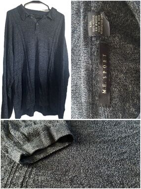 M.E. Sport Men’s V-Neck Knit Pullover Sweater - Dark Gray